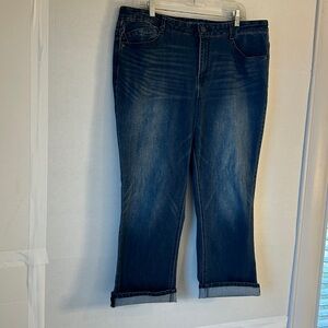 Democracy Womens Flex-ellent Mid Rise  Cropped Girlfriend Cuffed Jean. Sz 16